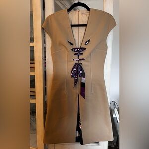 Emilio Pucci Beige Cotton Blend Fabric with Silk Tie and Lining in Purple Hues
